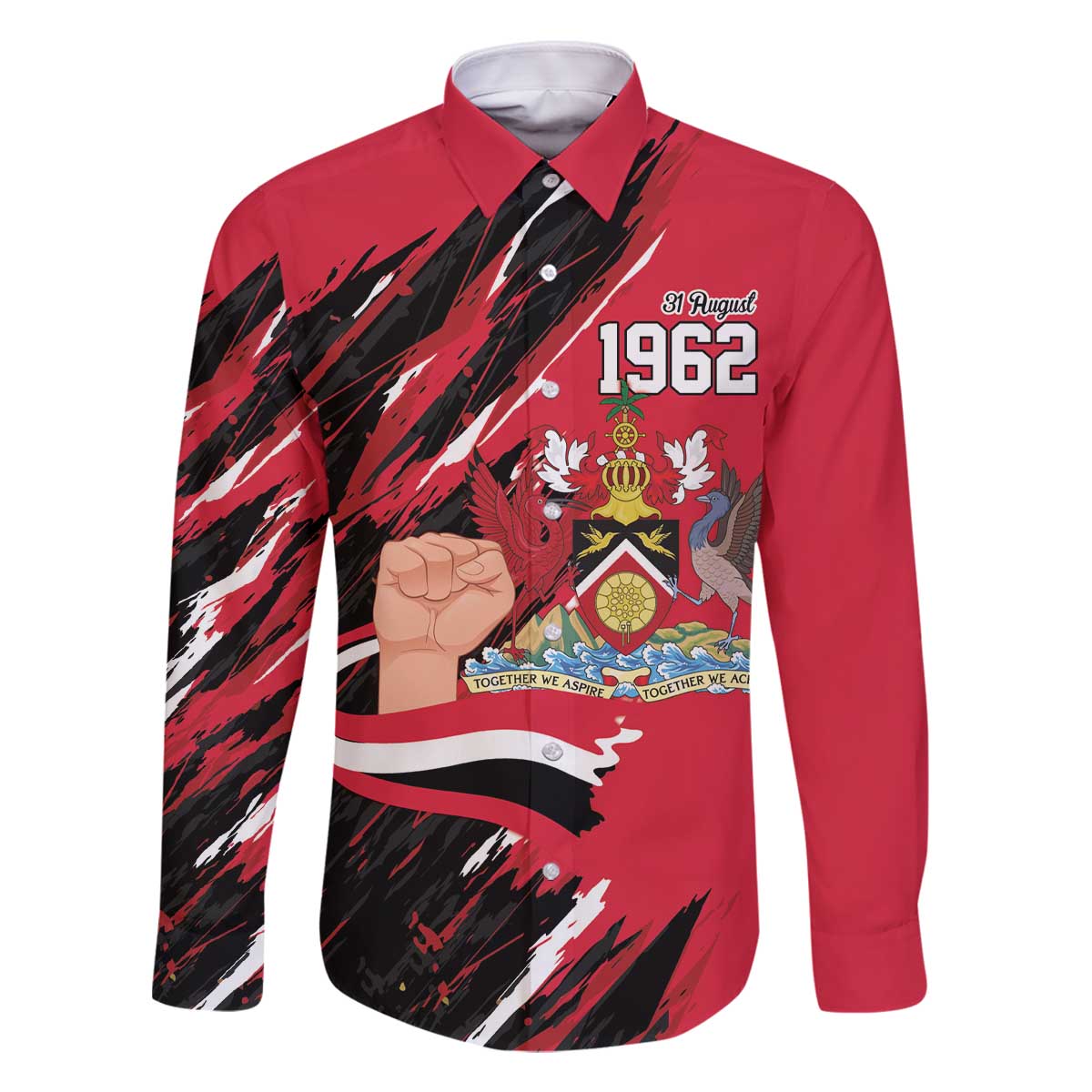 Trinidad and Tobago 1962 Personalized Family Matching Off The Shoulder Long Sleeve Dress and Hawaiian Shirt Happy Independence Day August 31th - Wonder Print Shop