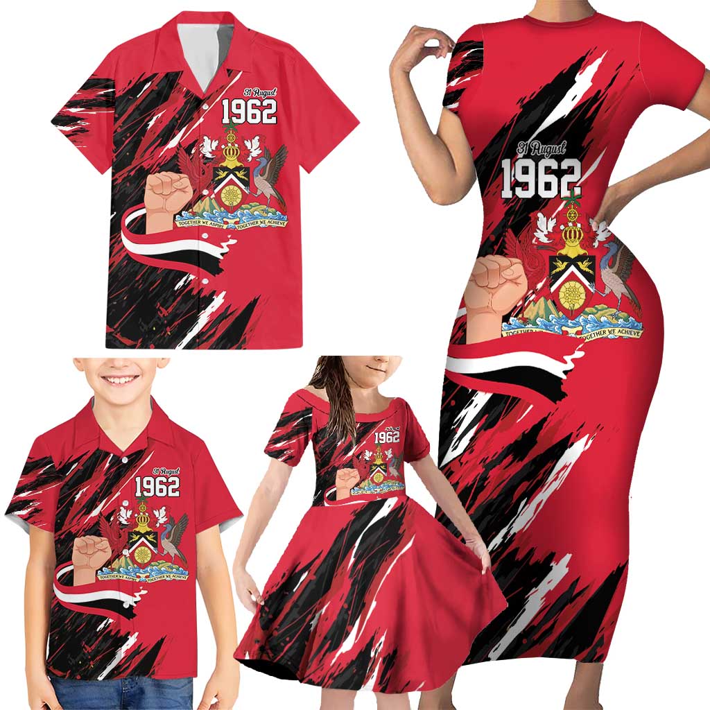 Trinidad and Tobago 1962 Personalized Family Matching Short Sleeve Bodycon Dress and Hawaiian Shirt Happy Independence Day August 31th - Wonder Print Shop