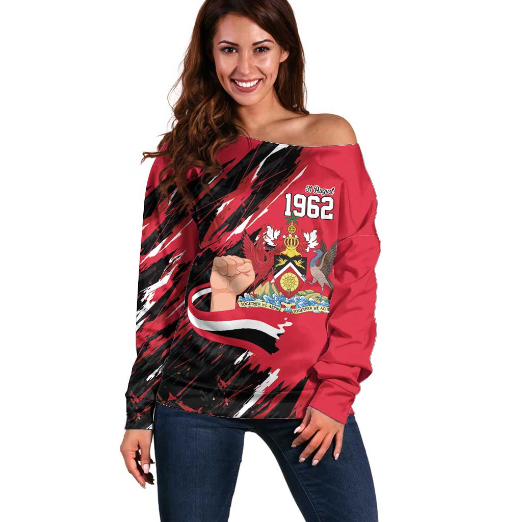 Trinidad and Tobago 1962 Personalized Off Shoulder Sweater Happy Independence Day August 31th - Wonder Print Shop