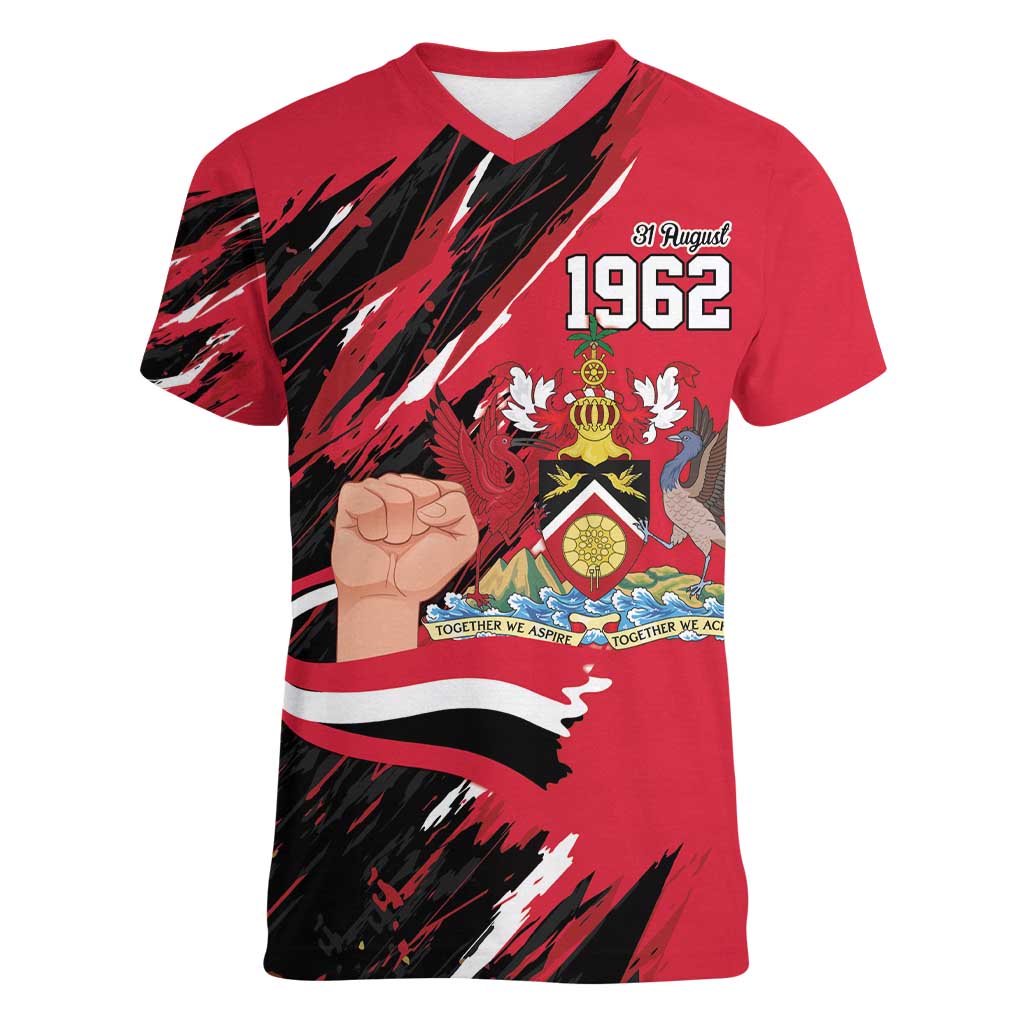 Trinidad and Tobago 1962 Personalized Women V-Neck T-Shirt Happy Independence Day August 31th - Wonder Print Shop