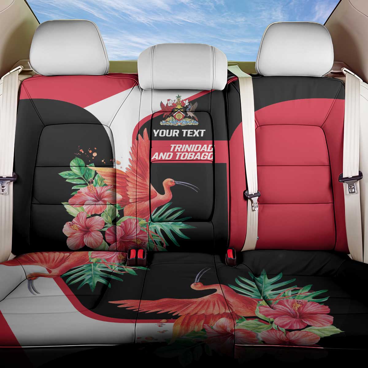 Trinidad and Tobago Personalized Back Car Seat Cover Scarlet Ibis Tropical - Wonder Print Shop