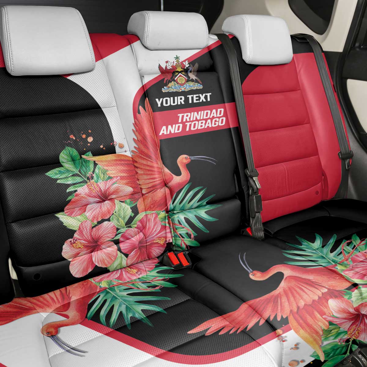 Trinidad and Tobago Personalized Back Car Seat Cover Scarlet Ibis Tropical - Wonder Print Shop