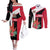 Trinidad and Tobago Personalized Couples Matching Off The Shoulder Long Sleeve Dress and Long Sleeve Button Shirt Scarlet Ibis Tropical - Wonder Print Shop