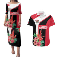 Trinidad and Tobago Personalized Couples Matching Puletasi and Hawaiian Shirt Scarlet Ibis Tropical - Wonder Print Shop