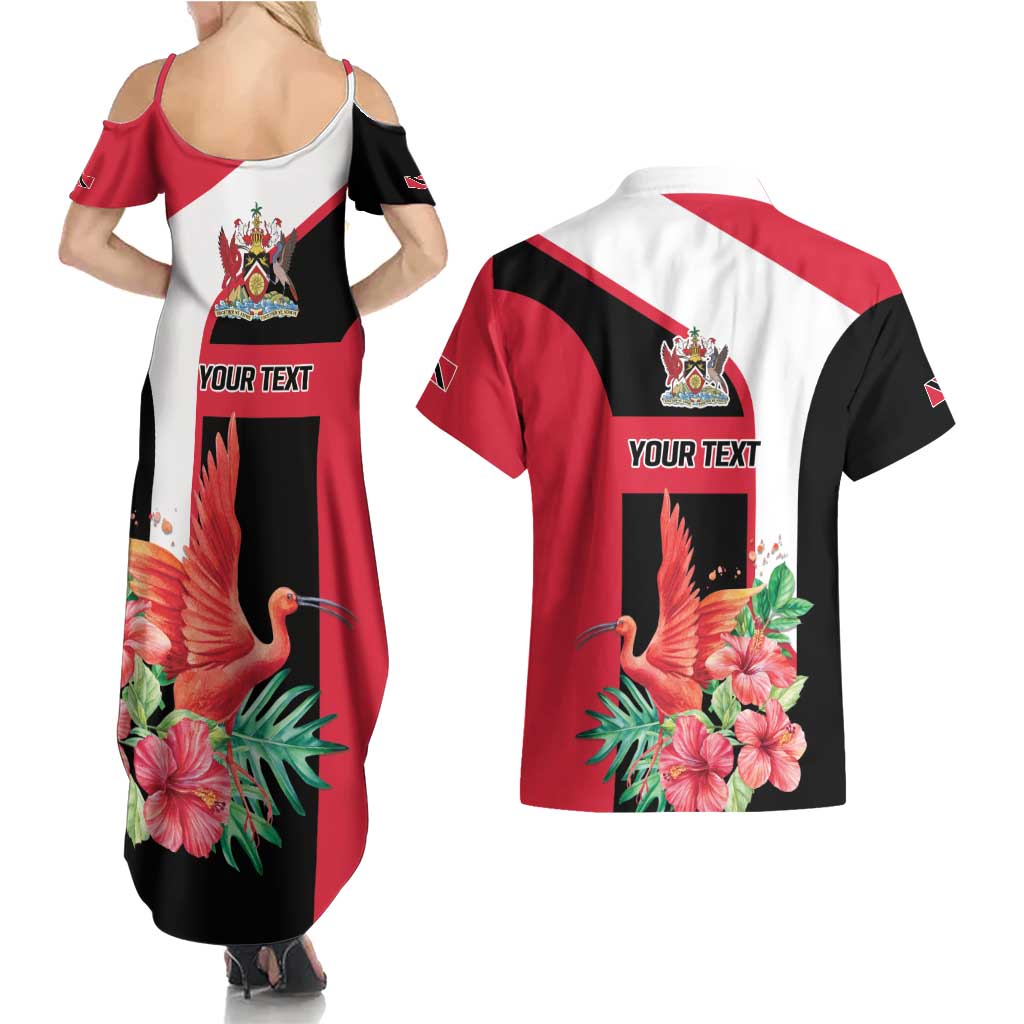 Trinidad and Tobago Personalized Couples Matching Summer Maxi Dress and Hawaiian Shirt Scarlet Ibis Tropical - Wonder Print Shop