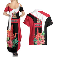 Trinidad and Tobago Personalized Couples Matching Summer Maxi Dress and Hawaiian Shirt Scarlet Ibis Tropical - Wonder Print Shop