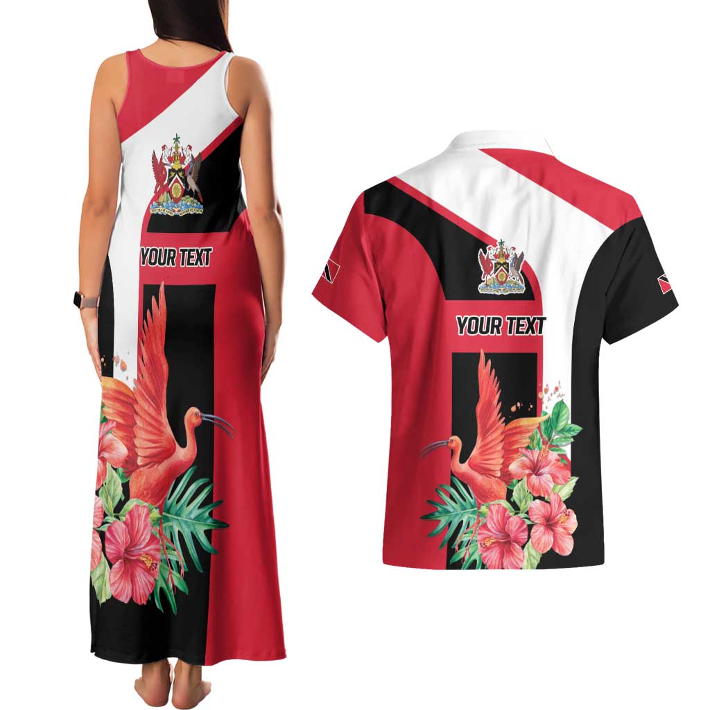 Trinidad and Tobago Personalized Couples Matching Tank Maxi Dress and Hawaiian Shirt Scarlet Ibis Tropical - Wonder Print Shop