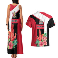 Trinidad and Tobago Personalized Couples Matching Tank Maxi Dress and Hawaiian Shirt Scarlet Ibis Tropical - Wonder Print Shop