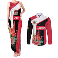 Trinidad and Tobago Personalized Couples Matching Tank Maxi Dress and Long Sleeve Button Shirt Scarlet Ibis Tropical - Wonder Print Shop