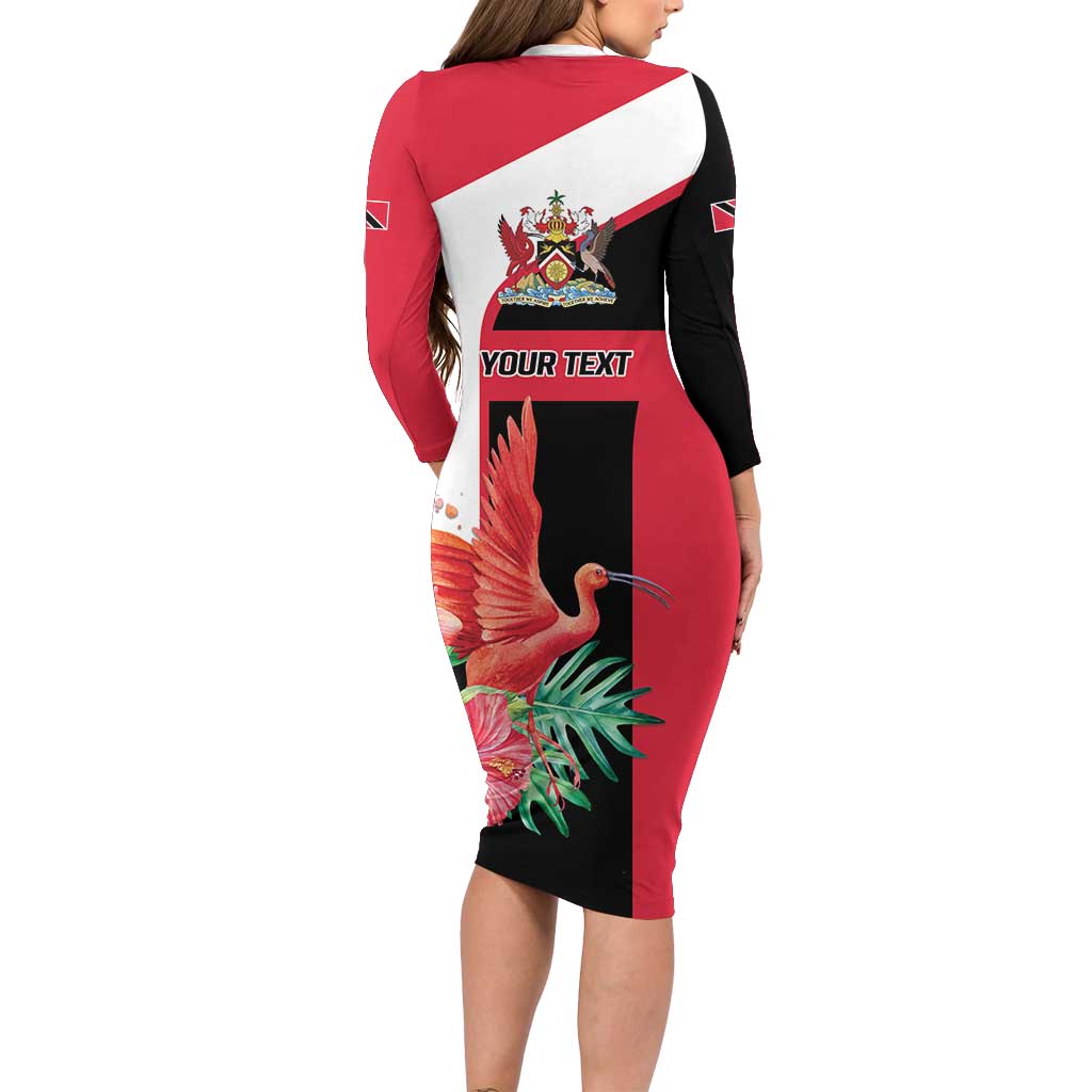 Trinidad and Tobago Personalized Family Matching Long Sleeve Bodycon Dress and Hawaiian Shirt Scarlet Ibis Tropical - Wonder Print Shop