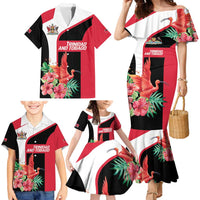 Trinidad and Tobago Personalized Family Matching Mermaid Dress and Hawaiian Shirt Scarlet Ibis Tropical - Wonder Print Shop