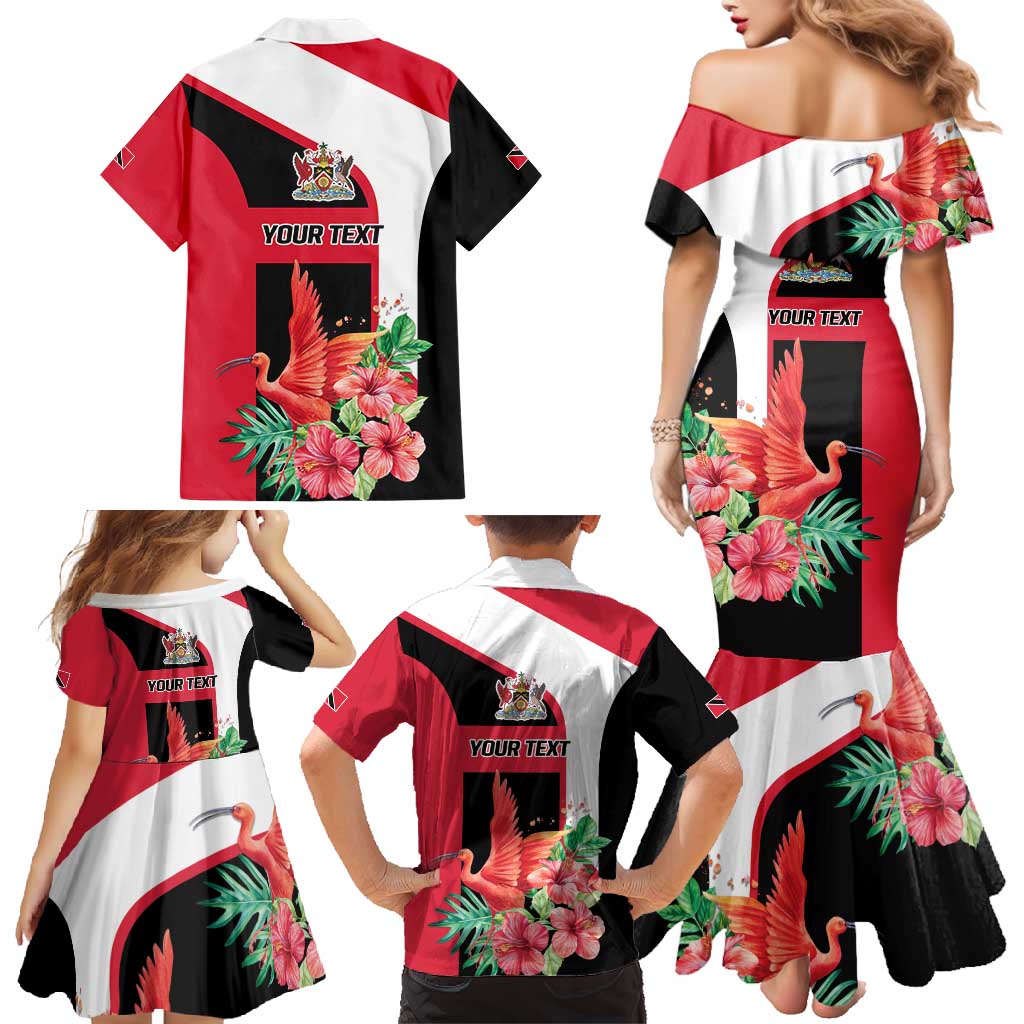 Trinidad and Tobago Personalized Family Matching Mermaid Dress and Hawaiian Shirt Scarlet Ibis Tropical - Wonder Print Shop