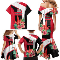Trinidad and Tobago Personalized Family Matching Mermaid Dress and Hawaiian Shirt Scarlet Ibis Tropical - Wonder Print Shop
