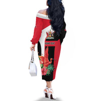 Trinidad and Tobago Personalized Family Matching Off The Shoulder Long Sleeve Dress and Hawaiian Shirt Scarlet Ibis Tropical - Wonder Print Shop