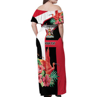 Trinidad and Tobago Personalized Family Matching Off Shoulder Maxi Dress and Hawaiian Shirt Scarlet Ibis Tropical - Wonder Print Shop