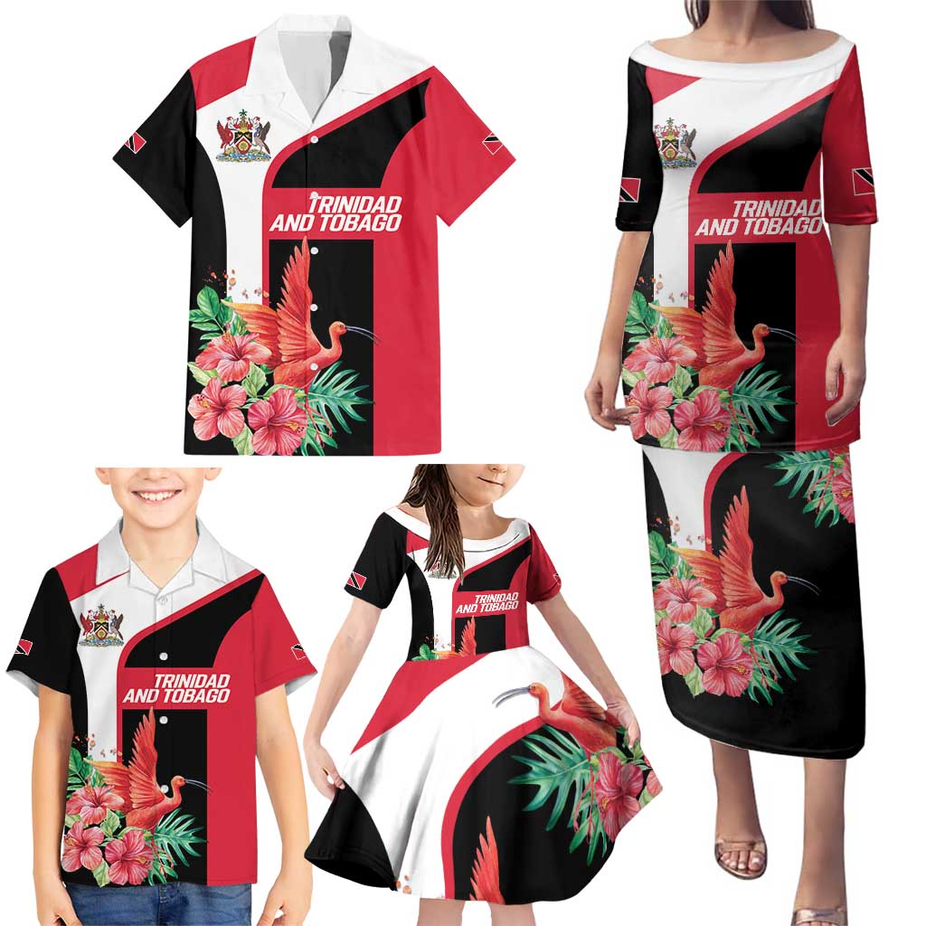 Trinidad and Tobago Personalized Family Matching Puletasi and Hawaiian Shirt Scarlet Ibis Tropical - Wonder Print Shop