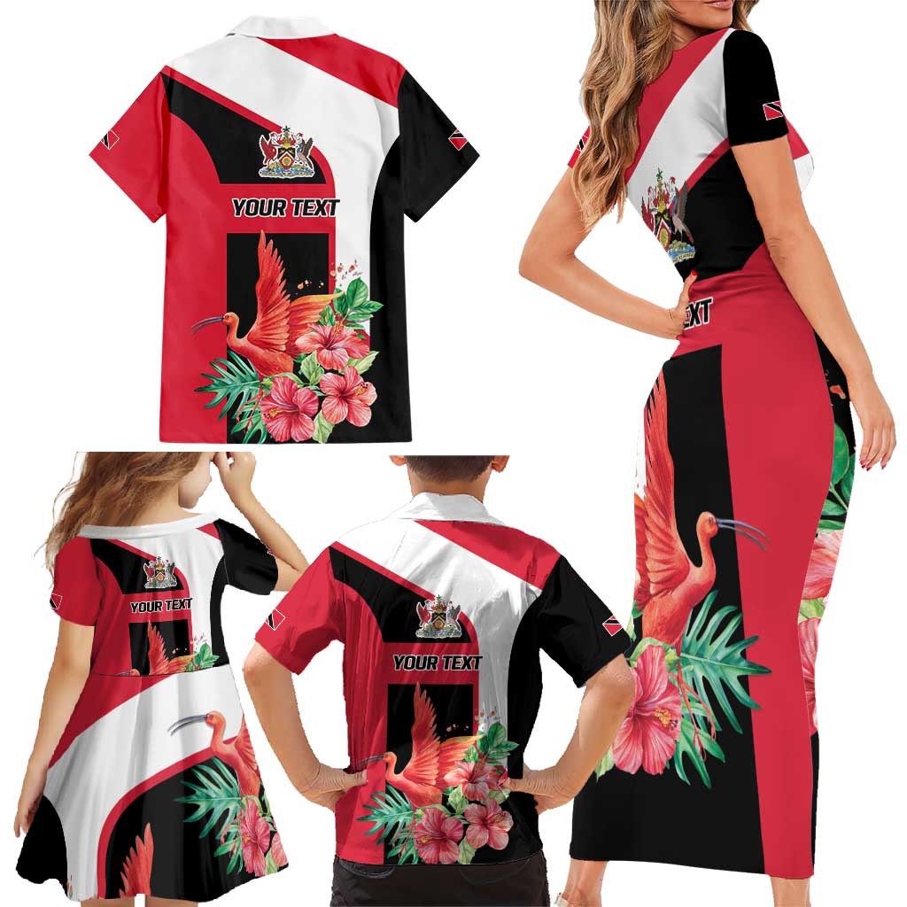 Trinidad and Tobago Personalized Family Matching Short Sleeve Bodycon Dress and Hawaiian Shirt Scarlet Ibis Tropical - Wonder Print Shop