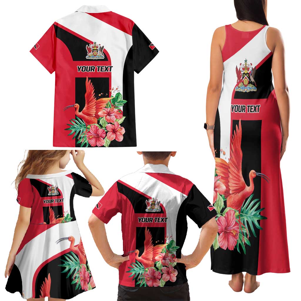 Trinidad and Tobago Personalized Family Matching Tank Maxi Dress and Hawaiian Shirt Scarlet Ibis Tropical - Wonder Print Shop