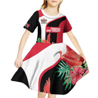 Trinidad and Tobago Personalized Kid Short Sleeve Dress Scarlet Ibis Tropical - Wonder Print Shop
