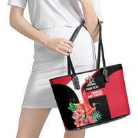 Trinidad and Tobago Personalized Leather Tote Bag Scarlet Ibis Tropical - Wonder Print Shop