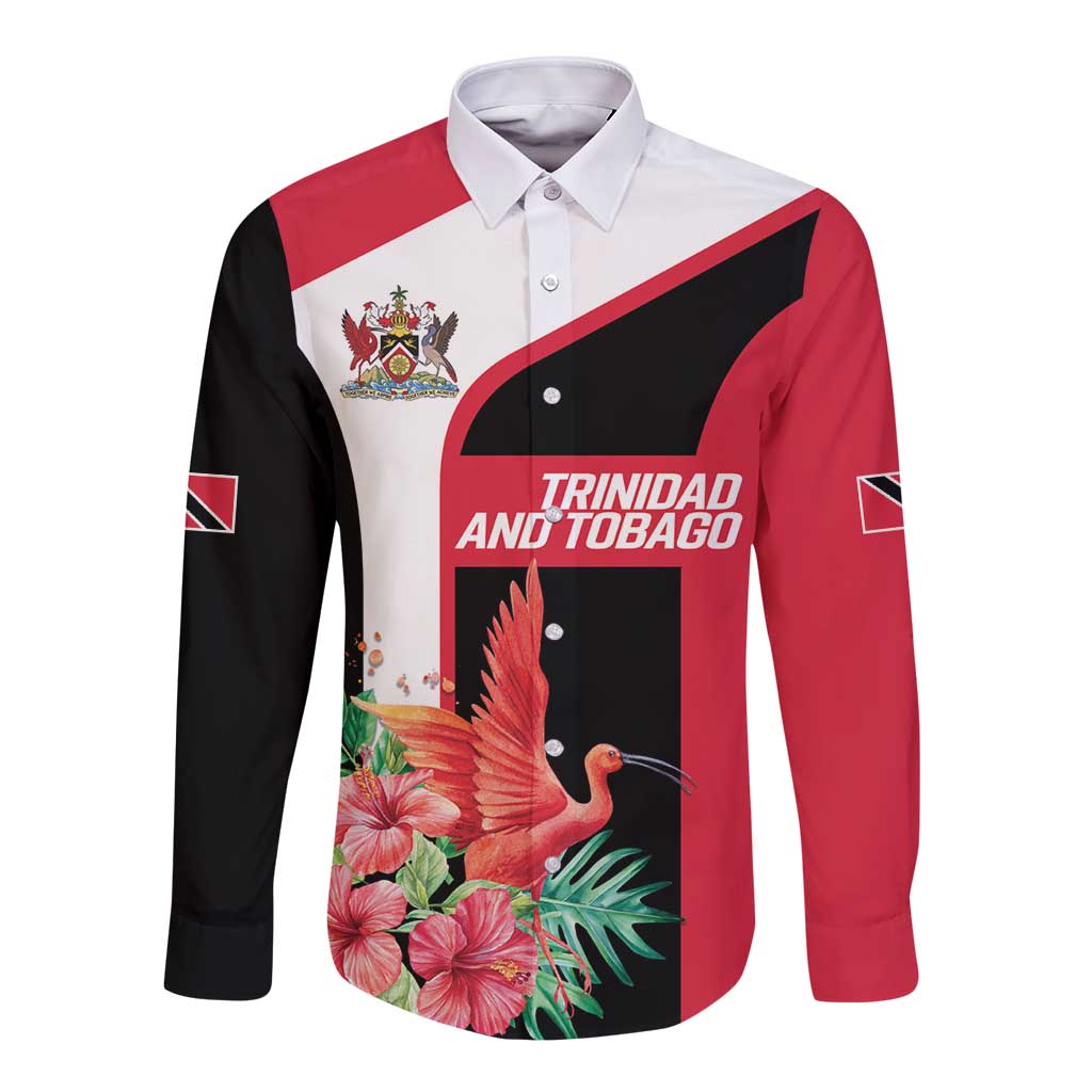 Trinidad and Tobago Personalized Long Sleeve Button Shirt Scarlet Ibis Tropical - Wonder Print Shop