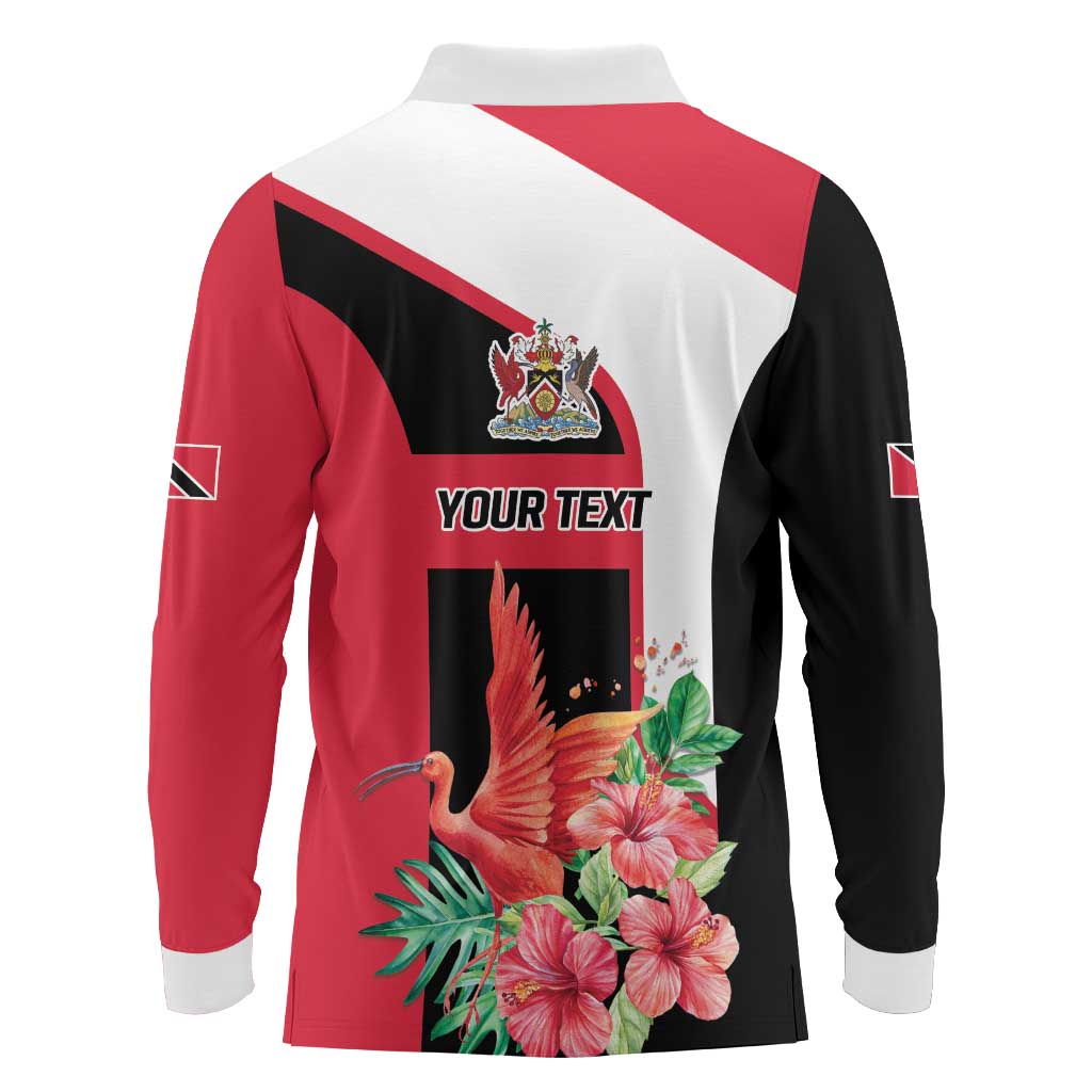 Trinidad and Tobago Personalized Long Sleeve Polo Shirt Scarlet Ibis Tropical - Wonder Print Shop