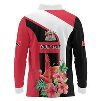 Trinidad and Tobago Personalized Long Sleeve Polo Shirt Scarlet Ibis Tropical - Wonder Print Shop
