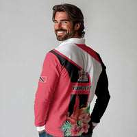 Trinidad and Tobago Personalized Long Sleeve Polo Shirt Scarlet Ibis Tropical - Wonder Print Shop