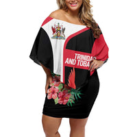 Trinidad and Tobago Personalized Off Shoulder Short Dress Scarlet Ibis Tropical - Wonder Print Shop