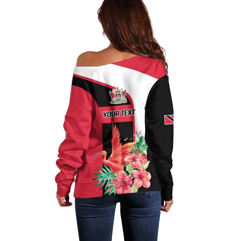 Trinidad and Tobago Personalized Off Shoulder Sweater Scarlet Ibis Tropical - Wonder Print Shop