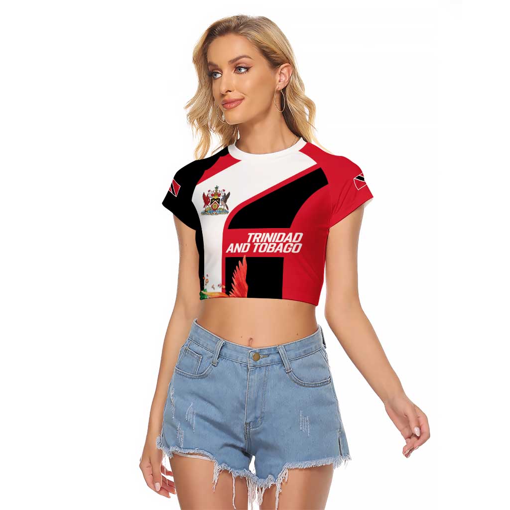 Trinidad and Tobago Personalized Raglan Cropped T Shirt Scarlet Ibis Tropical - Wonder Print Shop