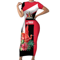 Trinidad and Tobago Personalized Short Sleeve Bodycon Dress Scarlet Ibis Tropical - Wonder Print Shop