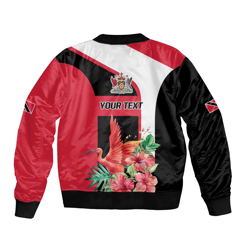 Trinidad and Tobago Personalized Sleeve Zip Bomber Jacket Scarlet Ibis Tropical - Wonder Print Shop
