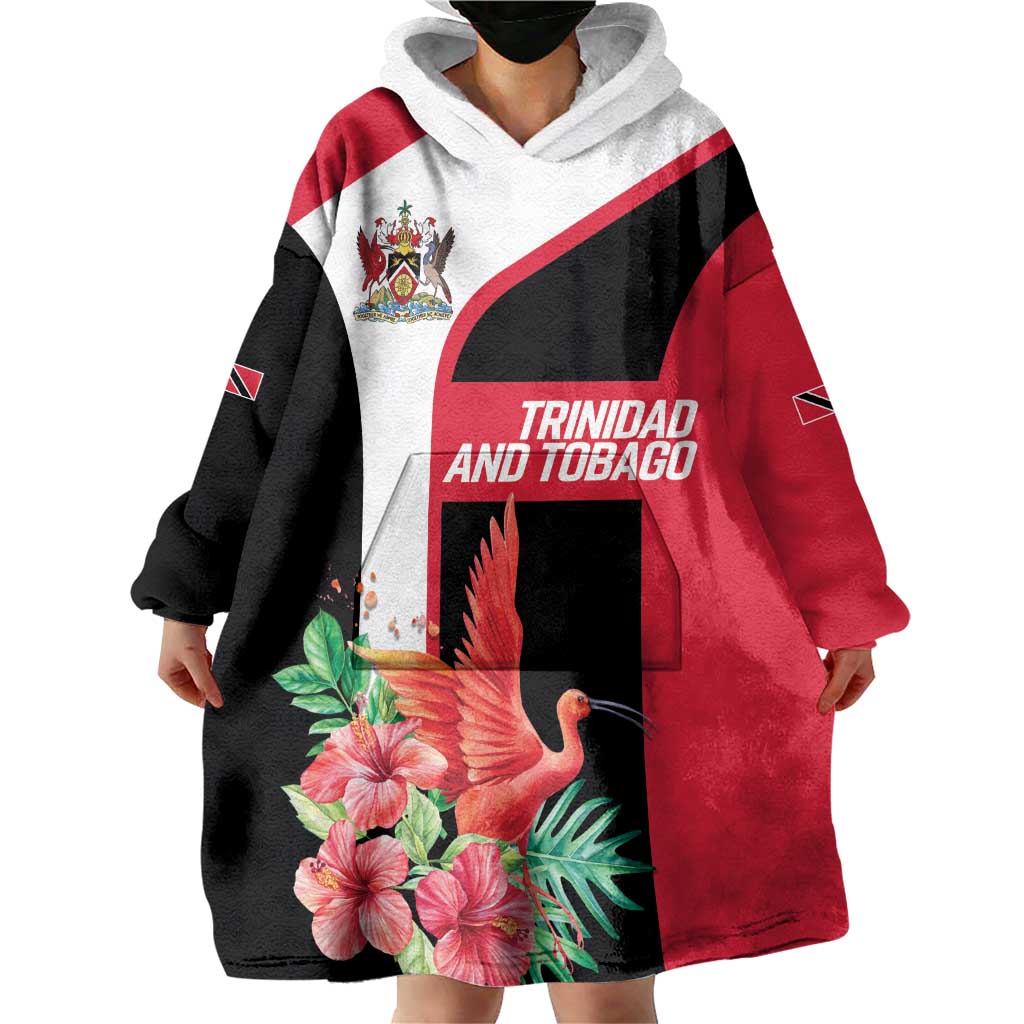 Trinidad and Tobago Personalized Wearable Blanket Hoodie Scarlet Ibis Tropical - Wonder Print Shop