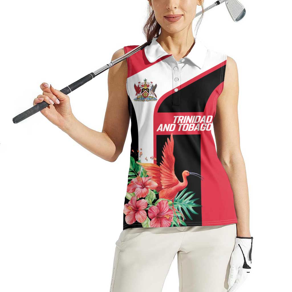 Trinidad and Tobago Personalized Women Sleeveless Polo Shirt Scarlet Ibis Tropical - Wonder Print Shop