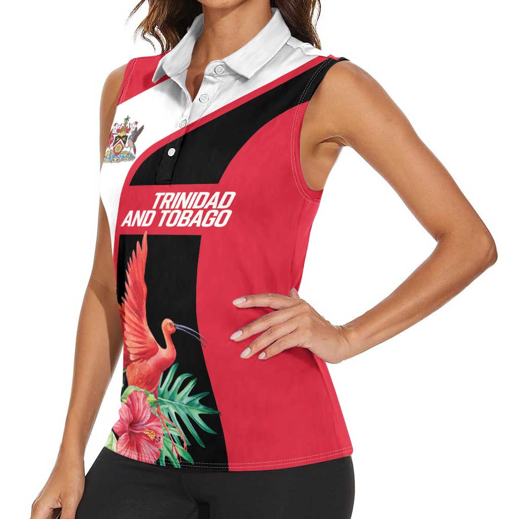Trinidad and Tobago Personalized Women Sleeveless Polo Shirt Scarlet Ibis Tropical - Wonder Print Shop