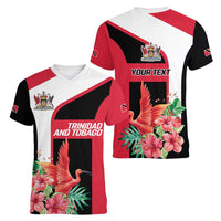 Trinidad and Tobago Personalized Women V-Neck T-Shirt Scarlet Ibis Tropical - Wonder Print Shop
