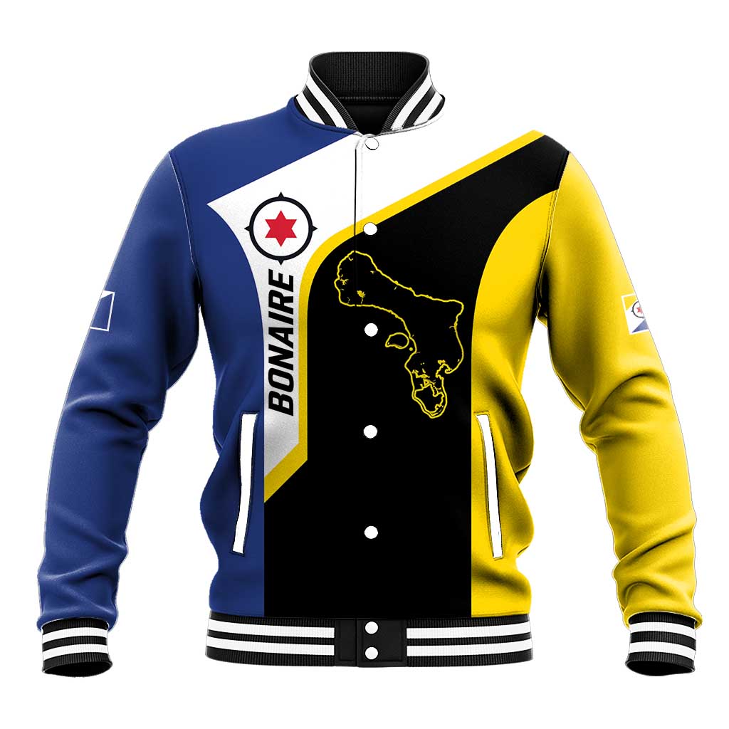 Caribbean Bonaire Personalized Baseball Jacket Simple Flag Style - Wonder Print Shop