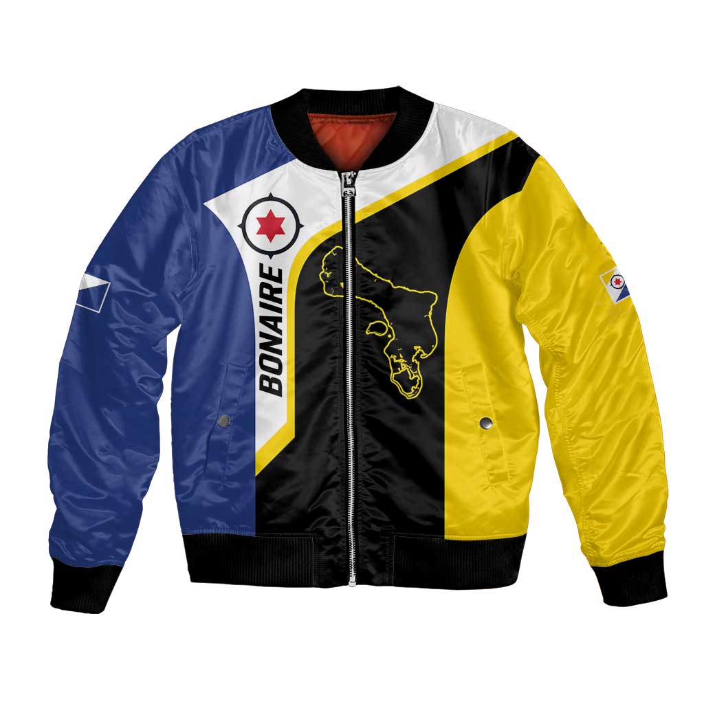 Caribbean Bonaire Personalized Bomber Jacket Simple Flag Style - Wonder Print Shop