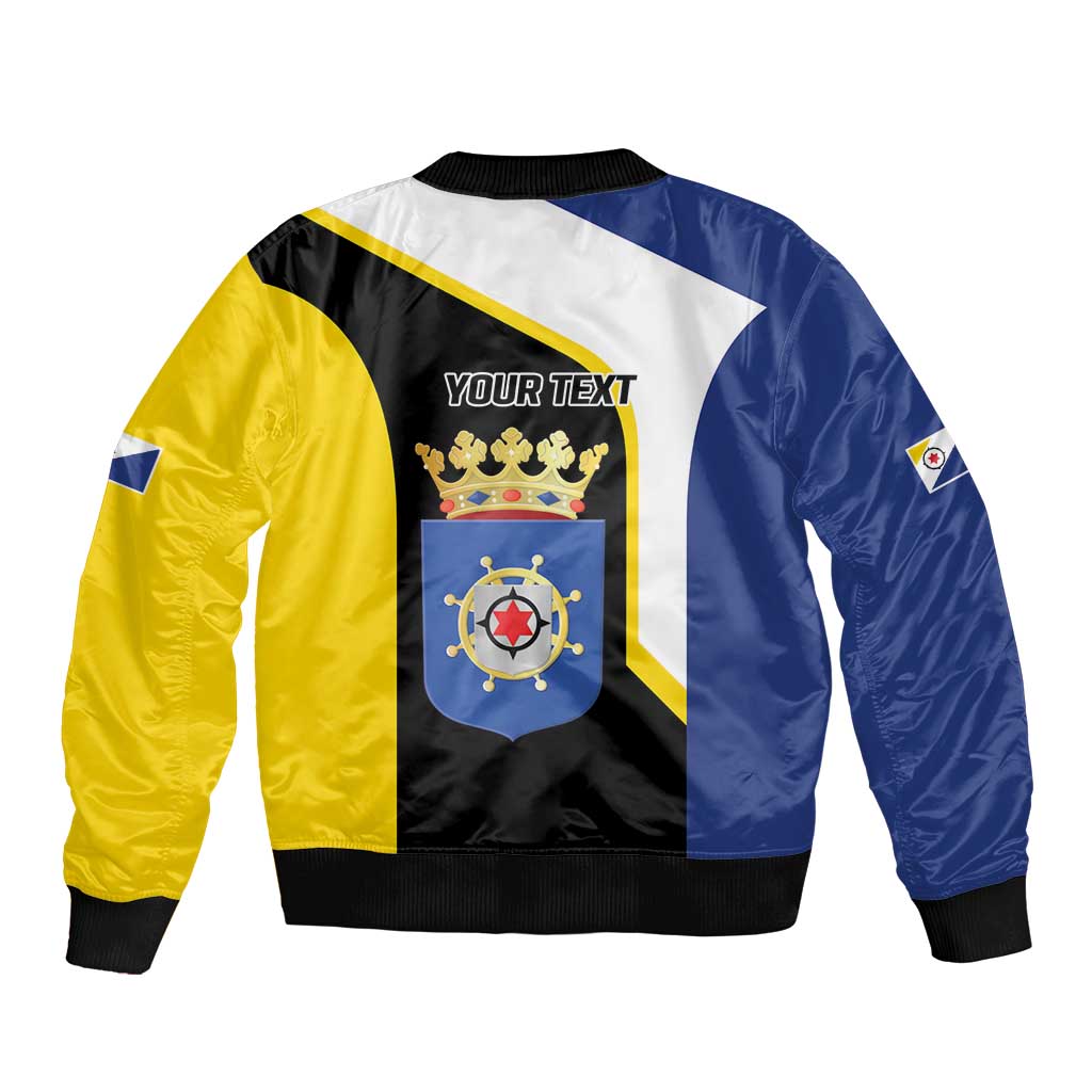 Caribbean Bonaire Personalized Bomber Jacket Simple Flag Style - Wonder Print Shop