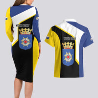 Caribbean Bonaire Personalized Couples Matching Long Sleeve Bodycon Dress and Hawaiian Shirt Simple Flag Style - Wonder Print Shop