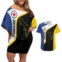 Caribbean Bonaire Personalized Couples Matching Off Shoulder Short Dress and Hawaiian Shirt Simple Flag Style - Wonder Print Shop