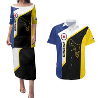 Caribbean Bonaire Personalized Couples Matching Puletasi and Hawaiian Shirt Simple Flag Style - Wonder Print Shop