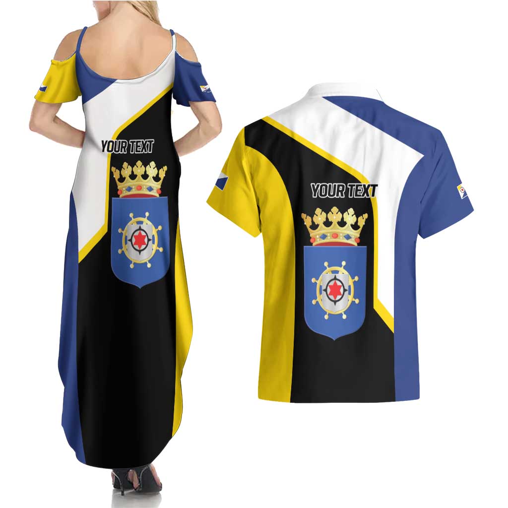 Caribbean Bonaire Personalized Couples Matching Summer Maxi Dress and Hawaiian Shirt Simple Flag Style - Wonder Print Shop