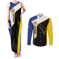 Caribbean Bonaire Personalized Couples Matching Tank Maxi Dress and Long Sleeve Button Shirt Simple Flag Style - Wonder Print Shop