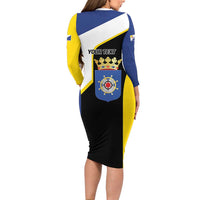 Caribbean Bonaire Personalized Family Matching Long Sleeve Bodycon Dress and Hawaiian Shirt Simple Flag Style - Wonder Print Shop