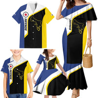 Caribbean Bonaire Personalized Family Matching Mermaid Dress and Hawaiian Shirt Simple Flag Style - Wonder Print Shop