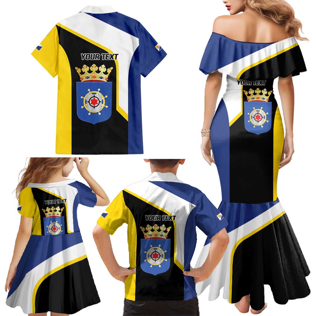 Caribbean Bonaire Personalized Family Matching Mermaid Dress and Hawaiian Shirt Simple Flag Style - Wonder Print Shop