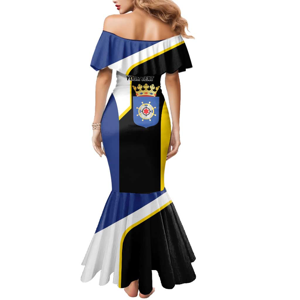 Caribbean Bonaire Personalized Family Matching Mermaid Dress and Hawaiian Shirt Simple Flag Style - Wonder Print Shop