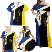Caribbean Bonaire Personalized Family Matching Off Shoulder Maxi Dress and Hawaiian Shirt Simple Flag Style - Wonder Print Shop